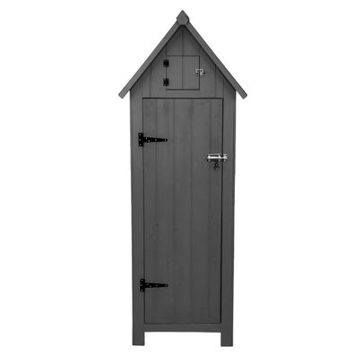 Gartenschrank aus Holz Werkzeugschrank Gartenhaus Wasserfest 3 Regale 4 Haken