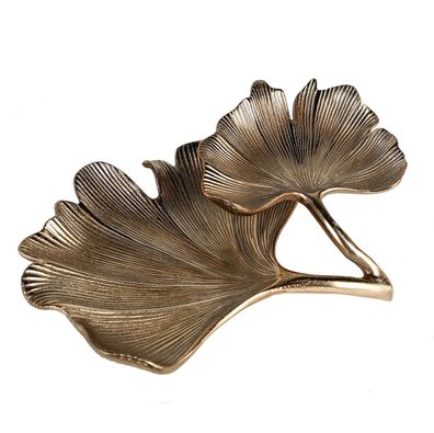 Casablanca Schale Ginkgo Alu, goldfarben L.33cm Höhe: 10 cm Breite: 33 cm