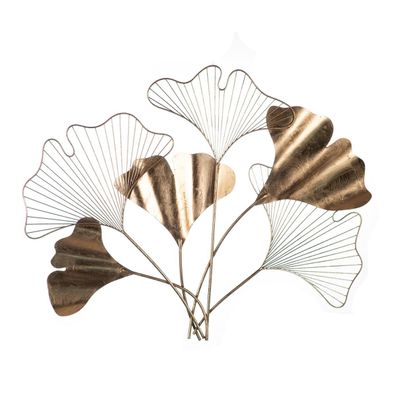 Casablanca Wanddeko "Ginkgo" Metall . goldfarben mit Goldfolienoptik H: 67 cm B: