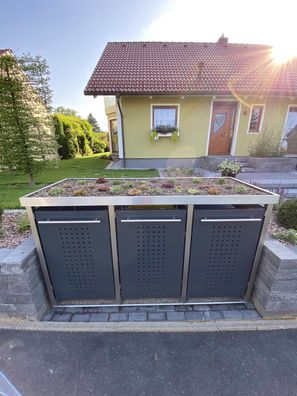 Mülltonnenhaus Typ-MW, 3x 240l, Türfarbe Anthrazit F-Design - Pflanzenw