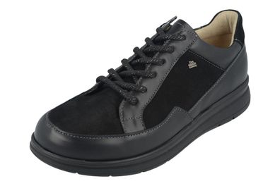 FINN Comfort Toulon Damen Halbschuhe Schnürschuhe schwarz NappaSeda Nubukleder