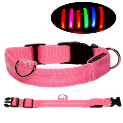 Leuchtendes aufladbares Hundehalsband Rosa Pink einstellbar