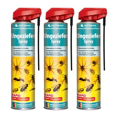 Hotrega Ungeziefer Spray Insekten Spray Mücken Insektenvernichter Spray 3x 600ml