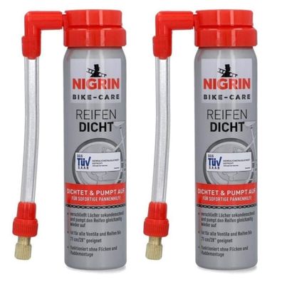 2x Nigrin Fahrrad ReifenDicht PannenSpray Dichtmittel Flickzeug Reifenpilot