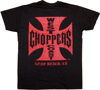 WCC West Coast Choppers T-Shirt Iron Cross Red Logo schwarz