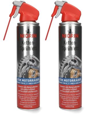 2x PACK Nigrin MotoBike KettenFett SprühFett Spray Motorrad O Z X RingKette