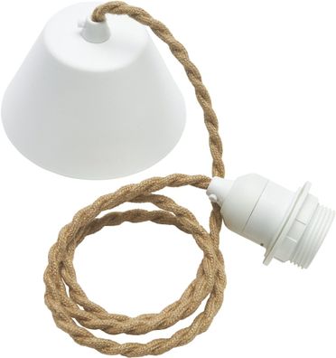 PR Home Cordset Pendelaufhang E27 mit gedrehten Textilkabel Jute beige 120cm