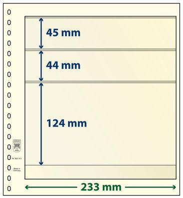 Lindner T-Blanko-Blätter 3 Streifen: 124 mm, Einzelblatt