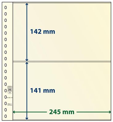 Lindner T-Blanko-Blätter 2 Streifen: 141 mm, 10er-Pack