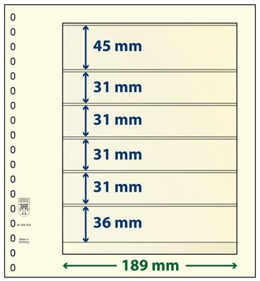 Lindner T-Blanko-Blätter 6 Streifen: 36 mm, Einzelblatt