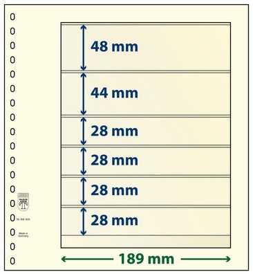 Lindner T-Blanko-Blätter 6 Streifen: 28 mm, Einzelblatt