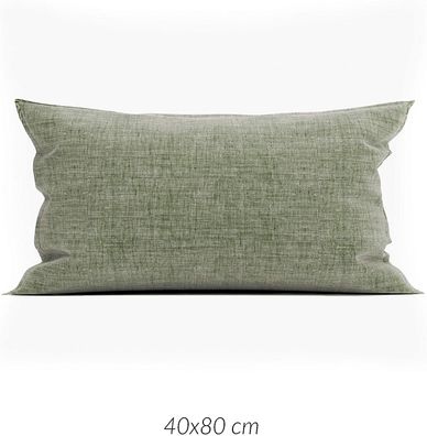 2 Stück Zo! Home Cotton Kissenbezüge 40x80 Lino Army green moosgrün meliert uni
