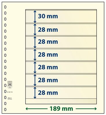 Lindner T-Blanko-Blätter 7 Streifen: 28 mm, 10er Pack