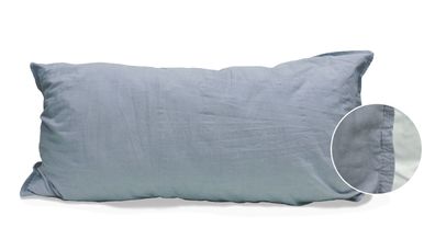 2 Stück Hahn Renforce Kissenbezüge 40x80 cm stonewashed denim blau 123061-365