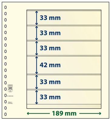 Lindner T-Blanko-Blätter 6 Streifen: 33 mm, 10er-Pack