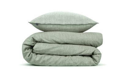 2 Stück Zo! Home Cotton Kissenbezüge 40x80 Lino Moss Green grün meliert uni