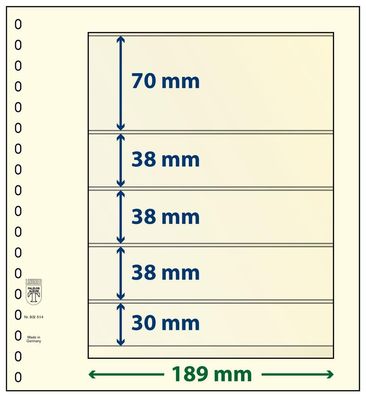 Lindner T-Blanko-Blätter 5 Streifen: 30 mm, Einzelblatt