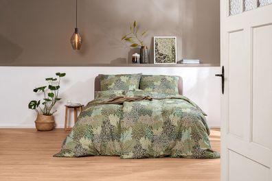 Estella Mako-Satin Bettwäsche 155x220 Lago oliv natur Oriental Vintage 7565-540