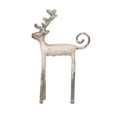 Clayre & Eef Dekorationsfigur Hirsch 16x5x25 cm Beige Metall (Gr. 16x5x25 cm)