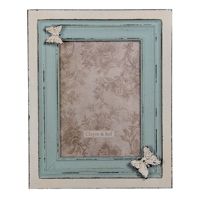 Clayre & Eef Bilderrahmen 13x18 cm Blau Beige MDF Schmetterling