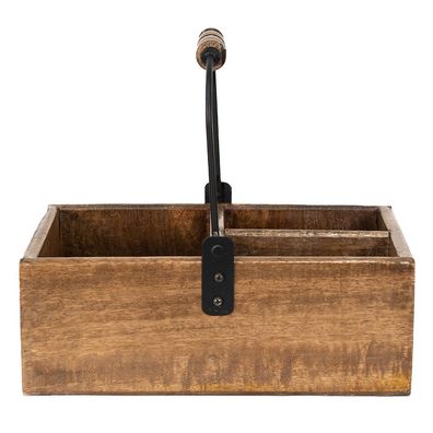 Clayre & Eef Aufbewahrungsbox 27x18x12/25 cm Braun Holz Metall (Gr. 27x18x12/25 cm)