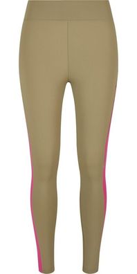 Urban Classics Damen Ladies Color Block Leggings Khaki/Brightviolet