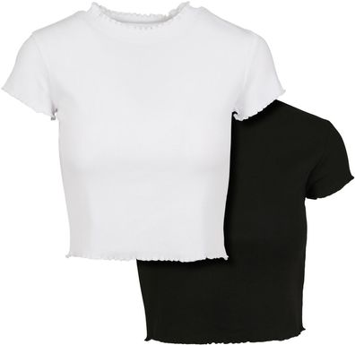 Urban Classics Female Shirt Ladies Cropped Rib Tee 2-Pack Black/White