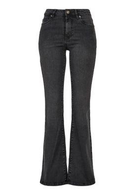 Urban Classics Ladies High Waist Flared Denim Pants black washed