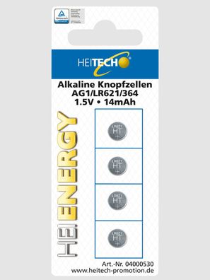 4-er Pack Alkaline Knopfzellen AG1/LR621/364/1,5V