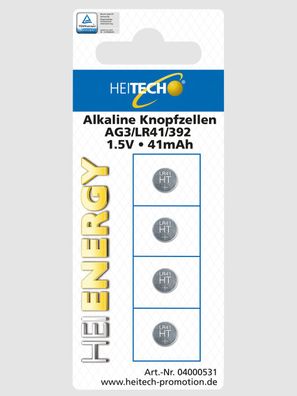 4-er Pack Alkaline Knopfzellen AG3/LR41/392/1,5V