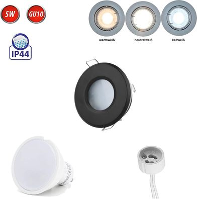 Feuchtraum IP65 Einbaustrahler GU10 Einbaurahmen Downlight Wasserdicht Ø83mm Bohrl