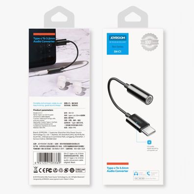 Joyroom Kopfhöreradapter 3,5mm Miniklinke (weiblich) - USB Typ C (männlich) schwar