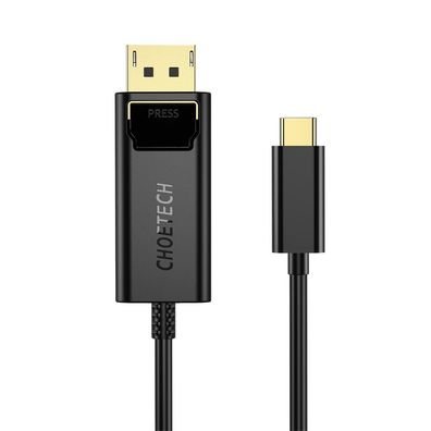 Choetech unidirektionales USB Typ C auf Display Port 4K Kabel 1,8m Schwarz (XCP-18