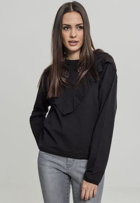 Urban Classics Damen Pullover Ladies Terry Volant Crew Black