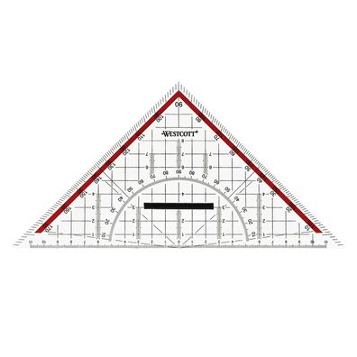 1 Stk. Geodreieck 22 cm transparent abnehmbarer Griff Kunststoff Schule Dreieck