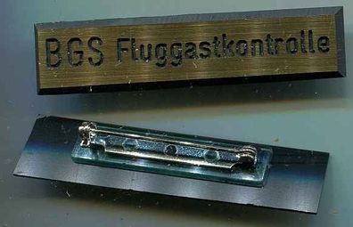 BGS: Brustspange 15 x 65 mm aus den 60er Jahren: BGS Fluggastkonrolle. 1 Stück