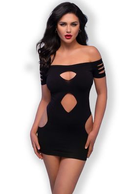 Chilirose - Nahtloses Minikleid CR4671 schwarz