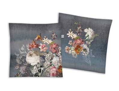 Irisette Dekokissen Kuschelkissen Sofakissen Flowerpower grau 45x45 cm 8933-90