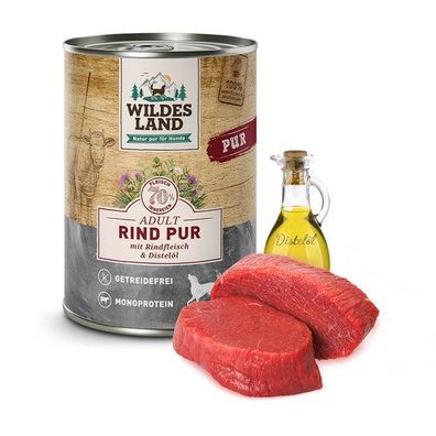 Wildes Land PUR Adult Rind mit Distelöl 6 x 400 g