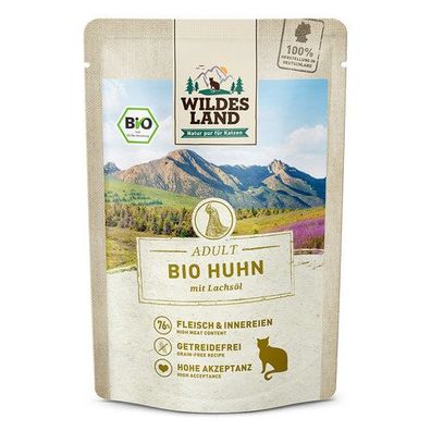 Wildes Land BIO Adult Huhn mit Lachsöl 12 x 85 g