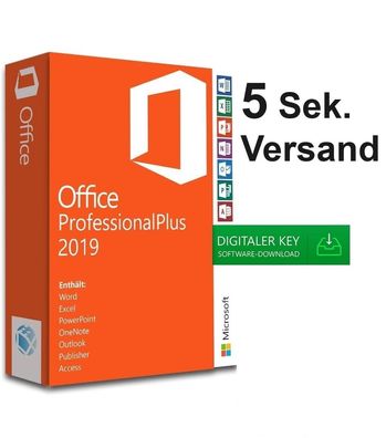 Microsoft Office 2019 Professional Plus- Download + Key - 3 Sekunden SOFORTversand