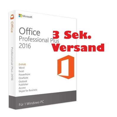 Microsoft Office 2016 Professional Plus- Download + Key - 3 Sekunden SOFORTversand