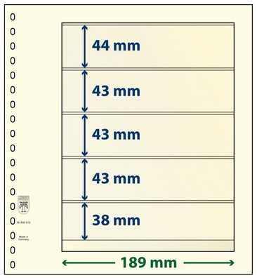 Lindner T-Blanko-Blätter 5 Streifen: 38 mm, Einzelblatt