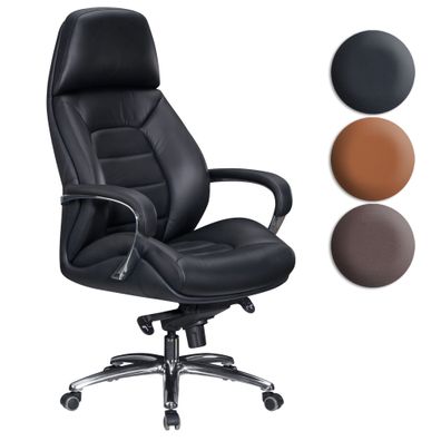 FineBuy Bürostuhl Chefsessel Echtleder Ergonomisch XXL Drehstuhl 120 kg Stuhl