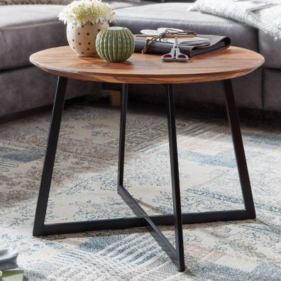Couchtisch FineBuy Sofatisch Massivholz 60x60x45 cm Wohnzimmertisch Tisch Rund