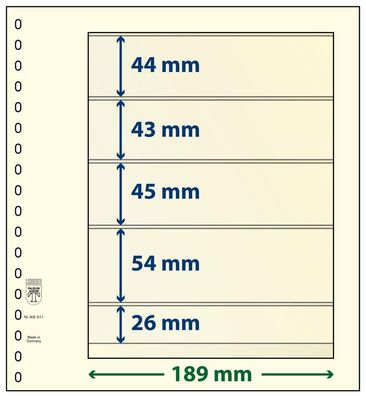 Lindner T-Blanko-Blätter 5 Streifen: 26 mm, Einzelblatt