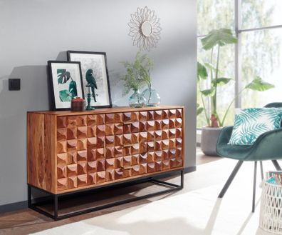 Sideboard FineBuy Kommode 145x81x45 cm Holz Massiv Anrichte Modern Standschrank