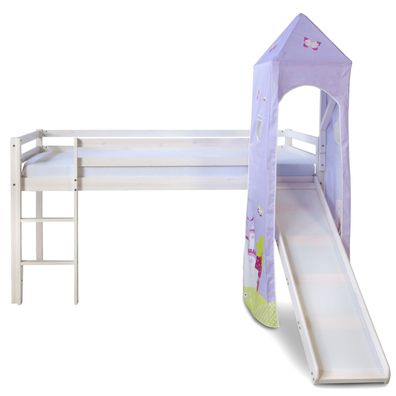 Hochbett Kinderbett 90x200 Weiß Rutsche Turm Spielbett Jugendbett Holz