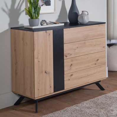 Sideboard FineBuy Kommode 110x87x40 cm MDF Eiche Dekor Anrichte Standschrank