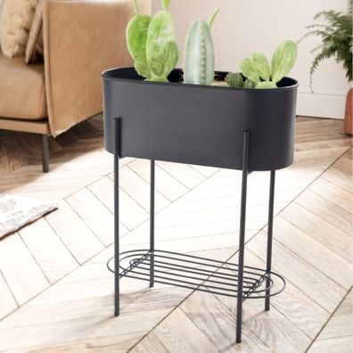 Pflanzgefäß FineBuy Pflanzenkübel 51x65x22 cm Metall Schwarz Blumentopf Indoor